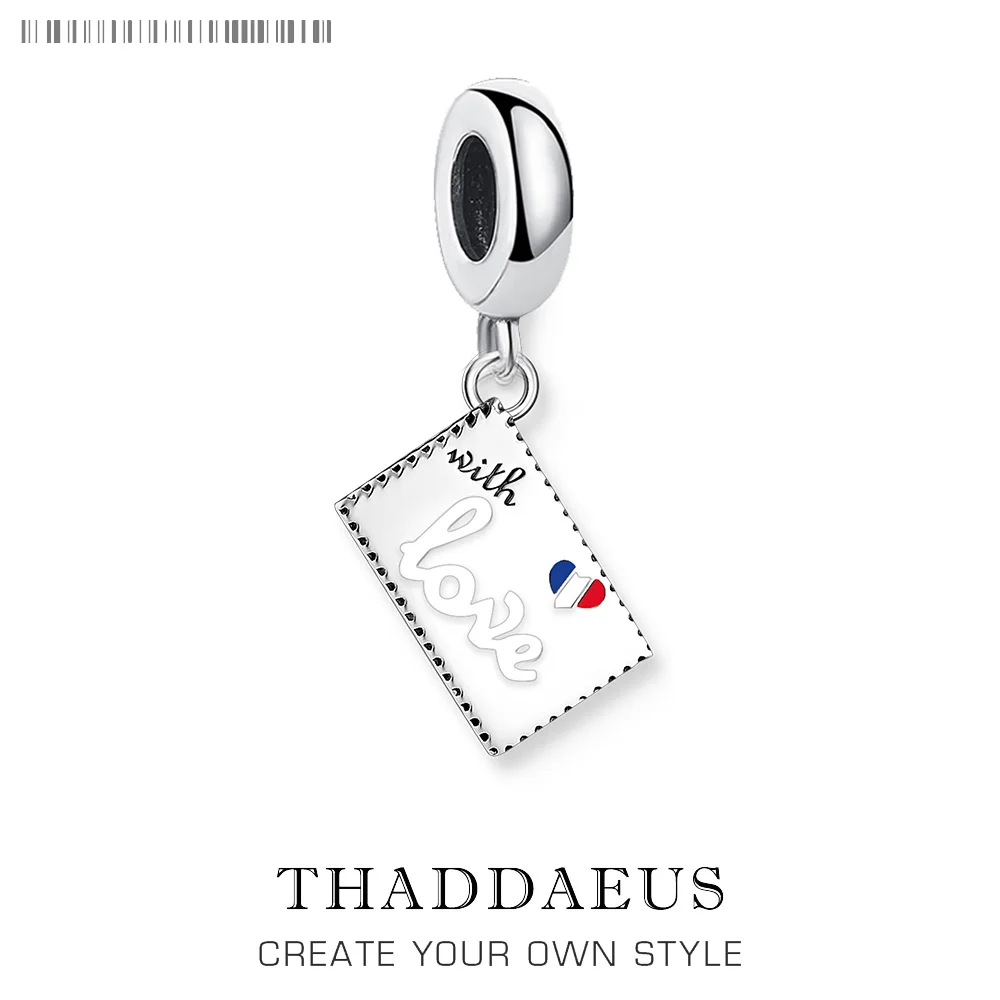 Stamp Design with Eiffel Tower Dangle Charm Pendant 925 Sterling Silver Romantic Gift For Women Men