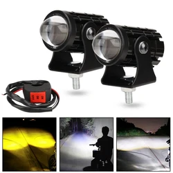 1/2pcs Motorcycle Fog Lights Switch High Low Flash LED Bright Headlight Driving Spot Work Lamp Scooter Fog Spotlight Moto Lamp