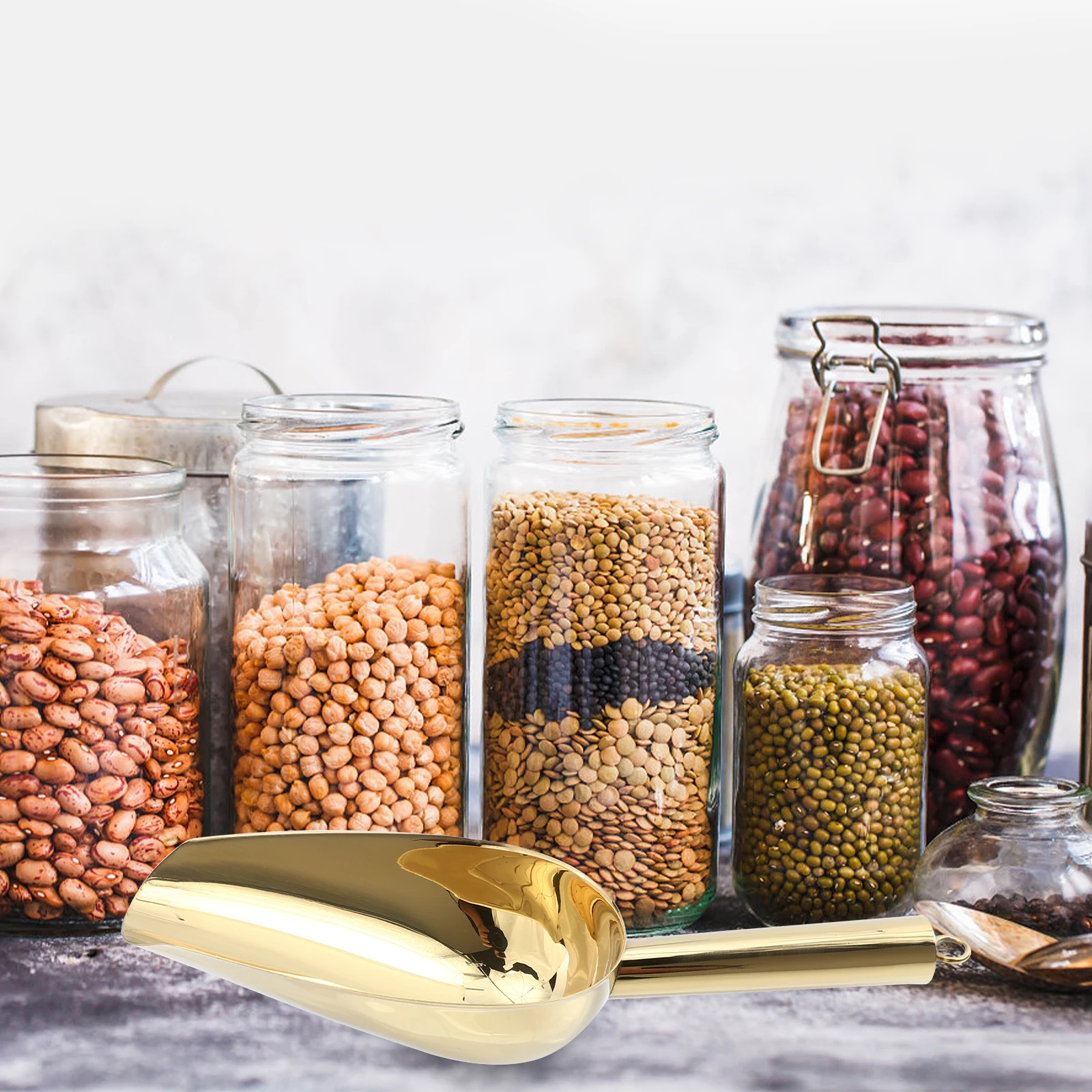 

Stainless Steel Ice Shovel Ergonomic Food Scoop For Sugar Rice Cereals Flour French Fries Kitchen Gadget Household