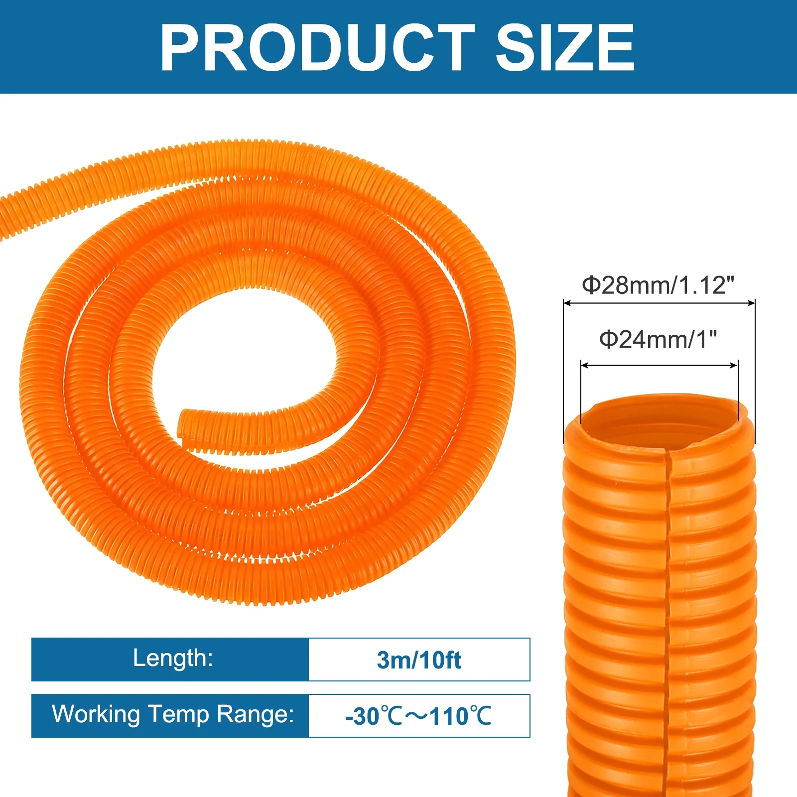 1/1.5Inch 6.6-20ft Split Wire Loom Tubing Flexible Cord Protectors with Installation Tool Cable Management Sleeve Conduits Cover