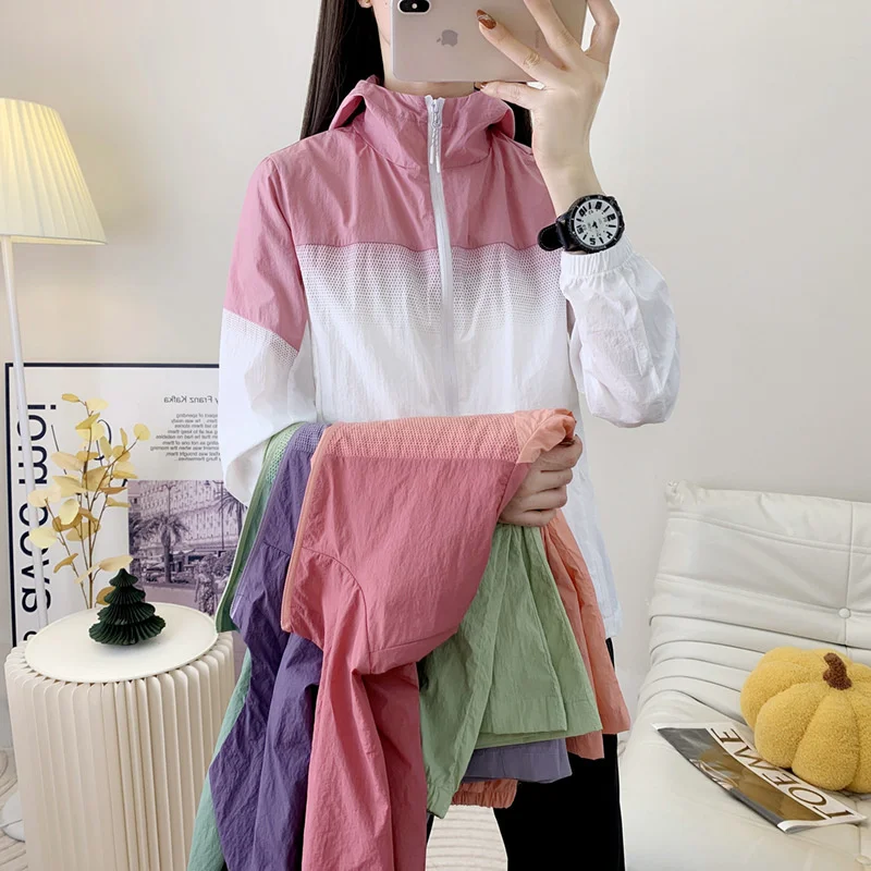 2025 New Summer Jacket Women Sun Protection Clothing  Casual Hooded UV Resistant Fashion Outdoor Hooded Lightweight Coat  Female