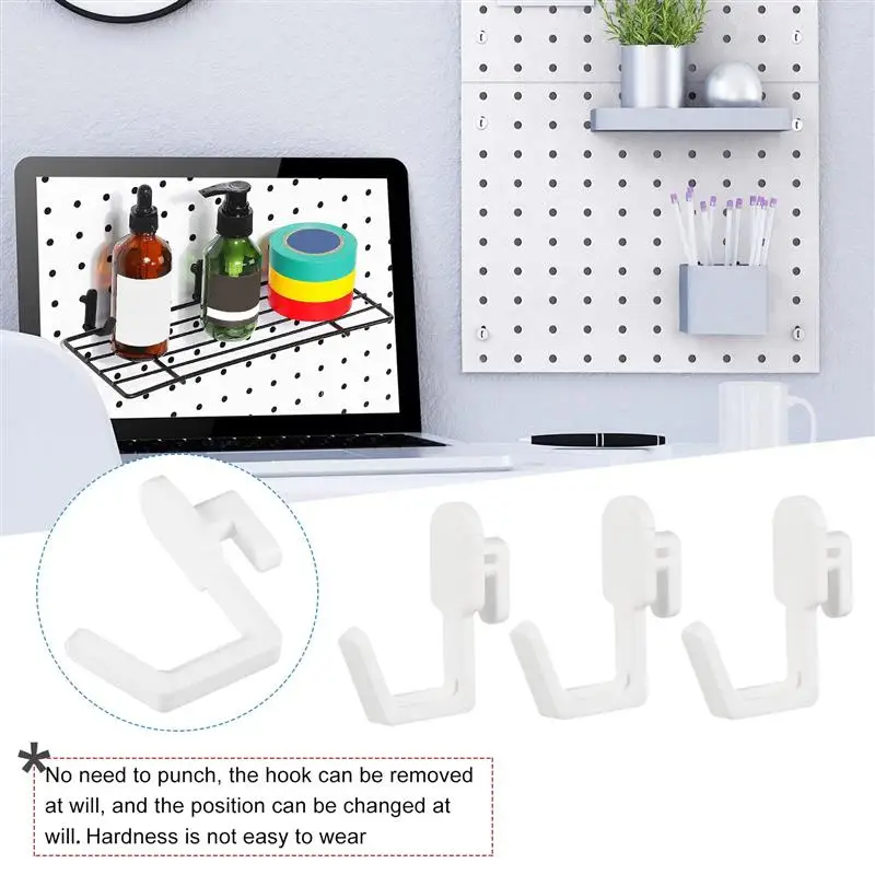 20pcs Peg Board Hook Plastic Rack Rack Shelfss Hook Single Hook Storage Board Kitchen Study Hole Plate Shelving Hooks Litter Box