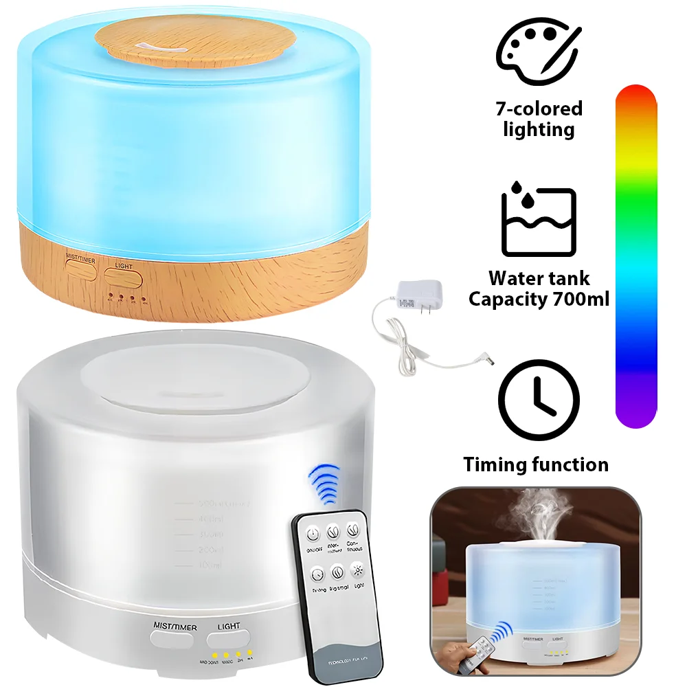 700ML Aroma Diffuser UK Plug Essential Oil Aromatherapy Diffuser Humidifier with Remote Control for Home Office