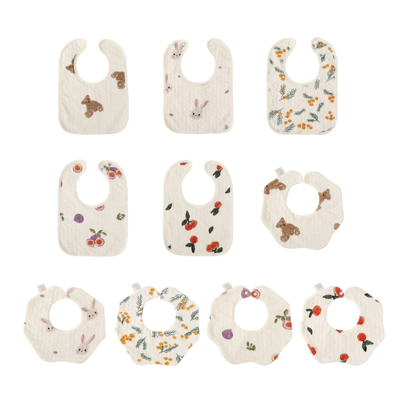 Unisex Newborn & Toddler Bibs Set Versatile Cotton Bibs Essential Accessories for Infants for Teething & Finger Chewing