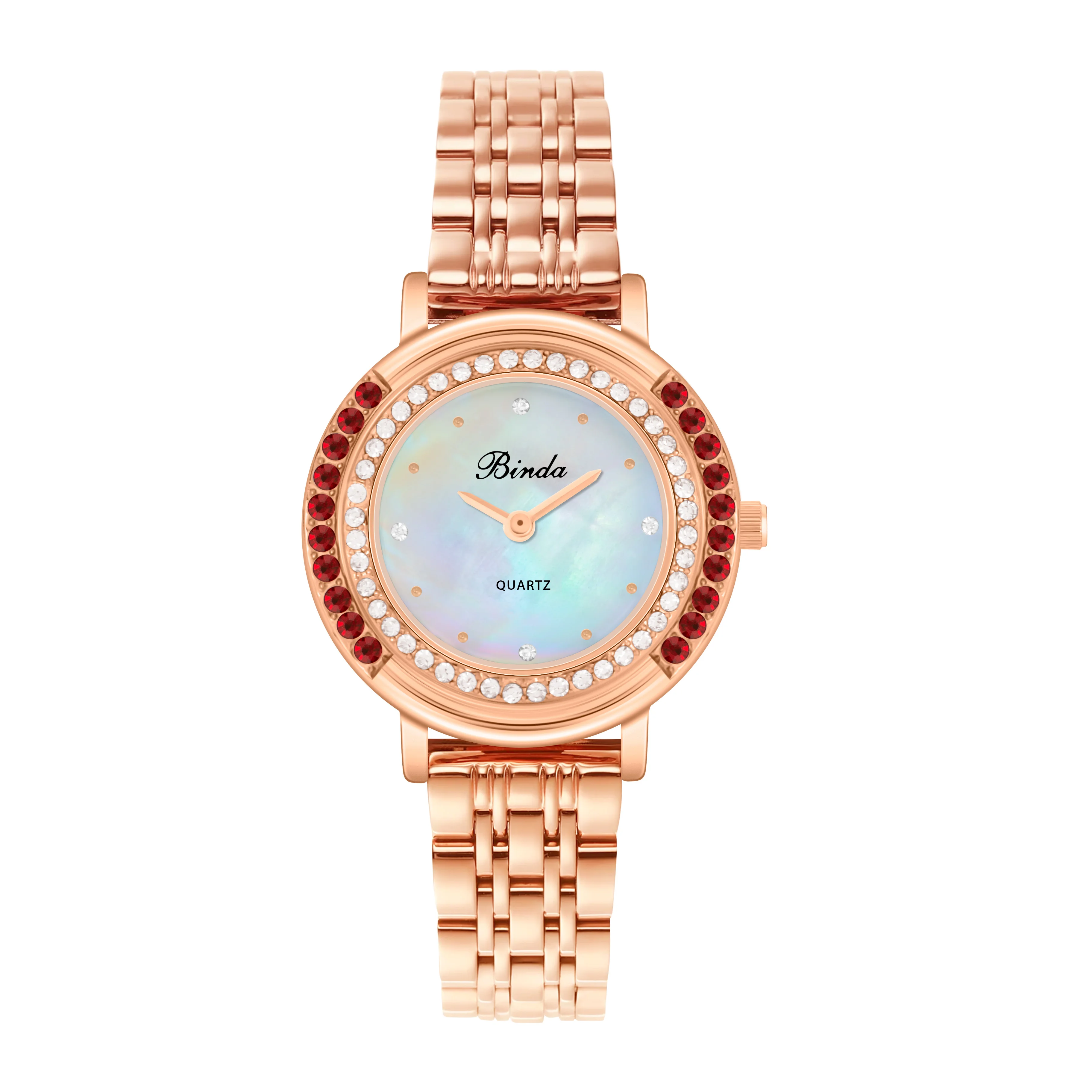 Binda Original Diamond Dial Women's Quartz Watch, Elegant Fashion Design with Steel  Strap