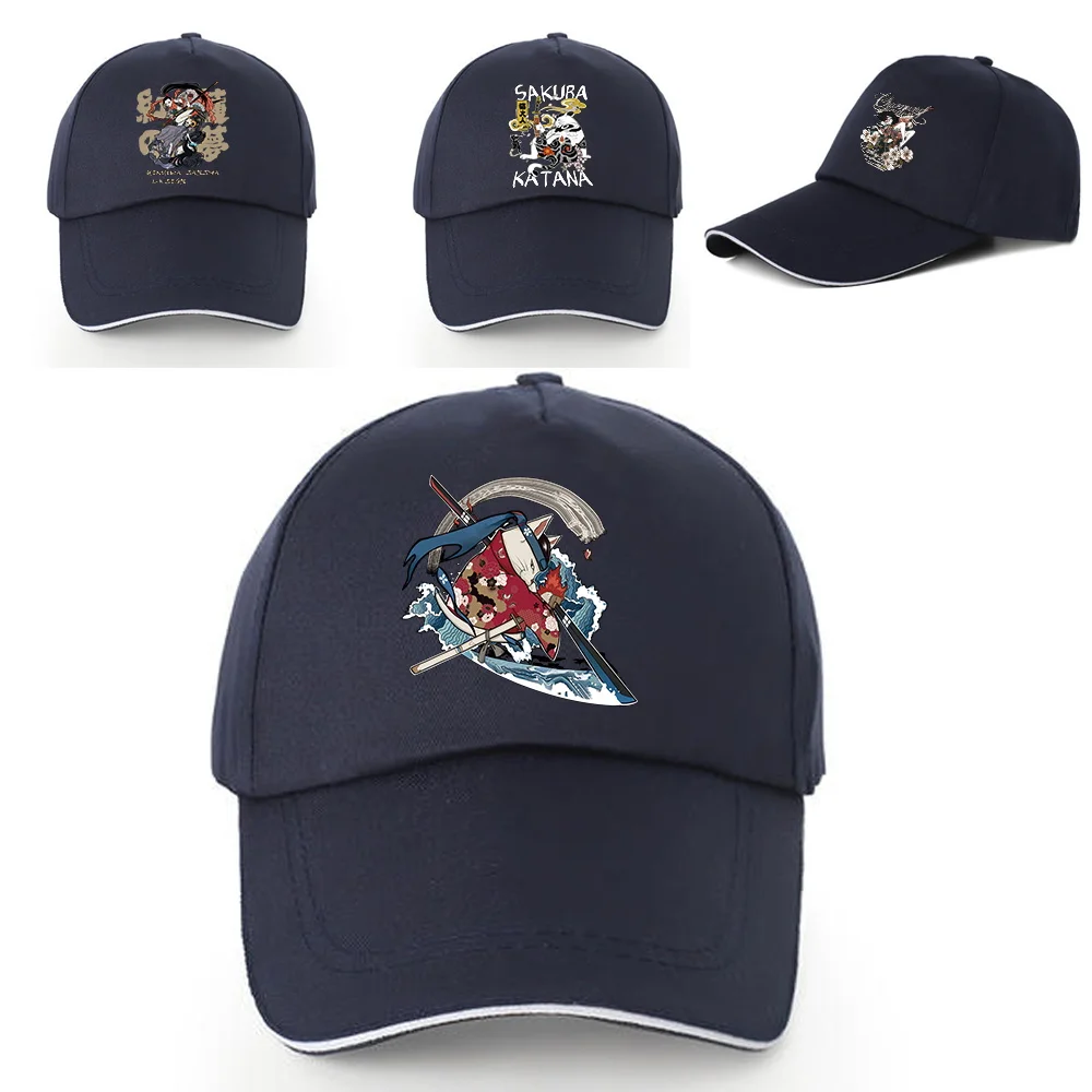 Baseball Caps Reine Baumwolle Einstellbare Zurück Schnalle Hut Samurai Druck Männer Outdoor Sport Sonne Kappe Frauen Sommer Sonnencreme Visiere Hüte