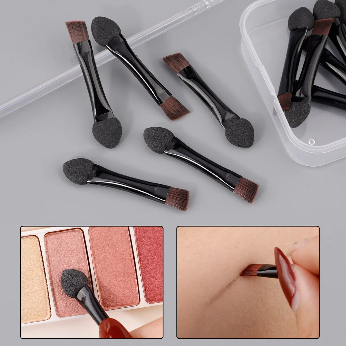 10 قطع من فرش مكياج صغيرة لظلال العيون، فرش ظلال عيون مزدوجة الجوانب #4