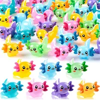 50/100pcs Mixed Axolotl Miniatures Assorted Colors Resin Charms Cabochons for Slime or Home Decorate Mini Fairy Garden Animals