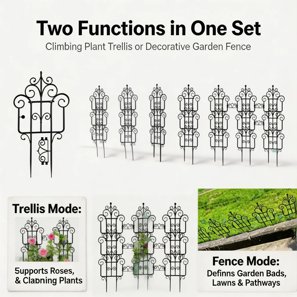 Plastic Garden Fence Panel European Design for Climbing Plants For Roses Clematis Jasmine Outdoor Decorative Barrier
