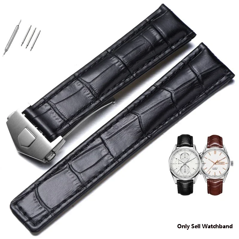 19mm 20mm 22mm Genuine Leather Strap for Tag Heuer Watch Carrera Monaco  Watch Belt Black Brown Bracelet Wristwatch Watchband