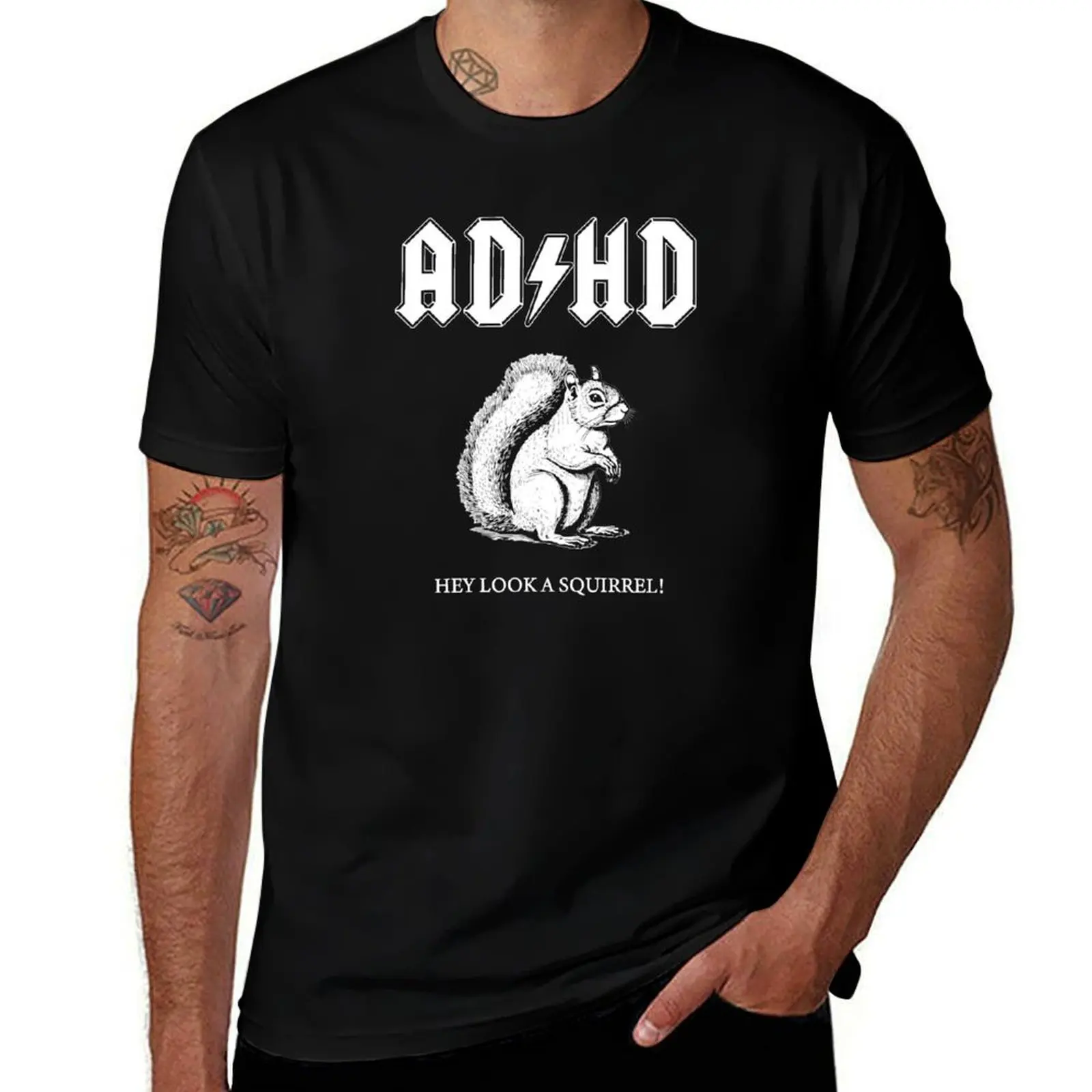 

ADHD Hey Look A Squirrel Meme T-Shirt g man t shirts for men t shirt custom print man t shirts graphic T-shirt