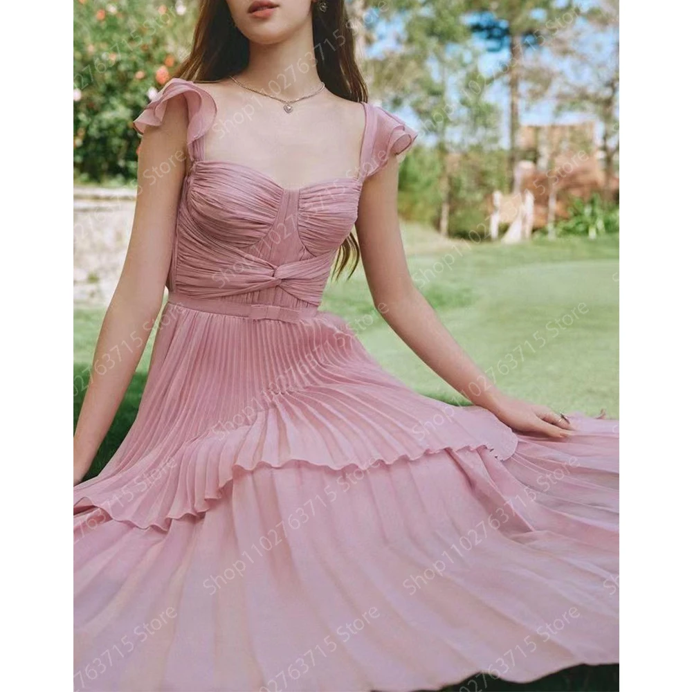 Elegant Pink Long Prom Dresses for Women Backless Ankle-Length A-Line Prom Party Wedding Gala Dress Special Events Maxi 2024