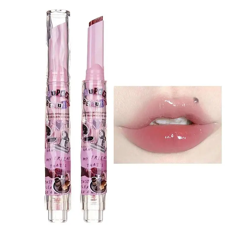 1 stücke Flortte Liebe Form Lippenstift Blume Gelee Wasser Lip gloss klares Licht feuchtigkeit spendende Lippen tönungen Antihaft-Tasse Korea Kosmetik