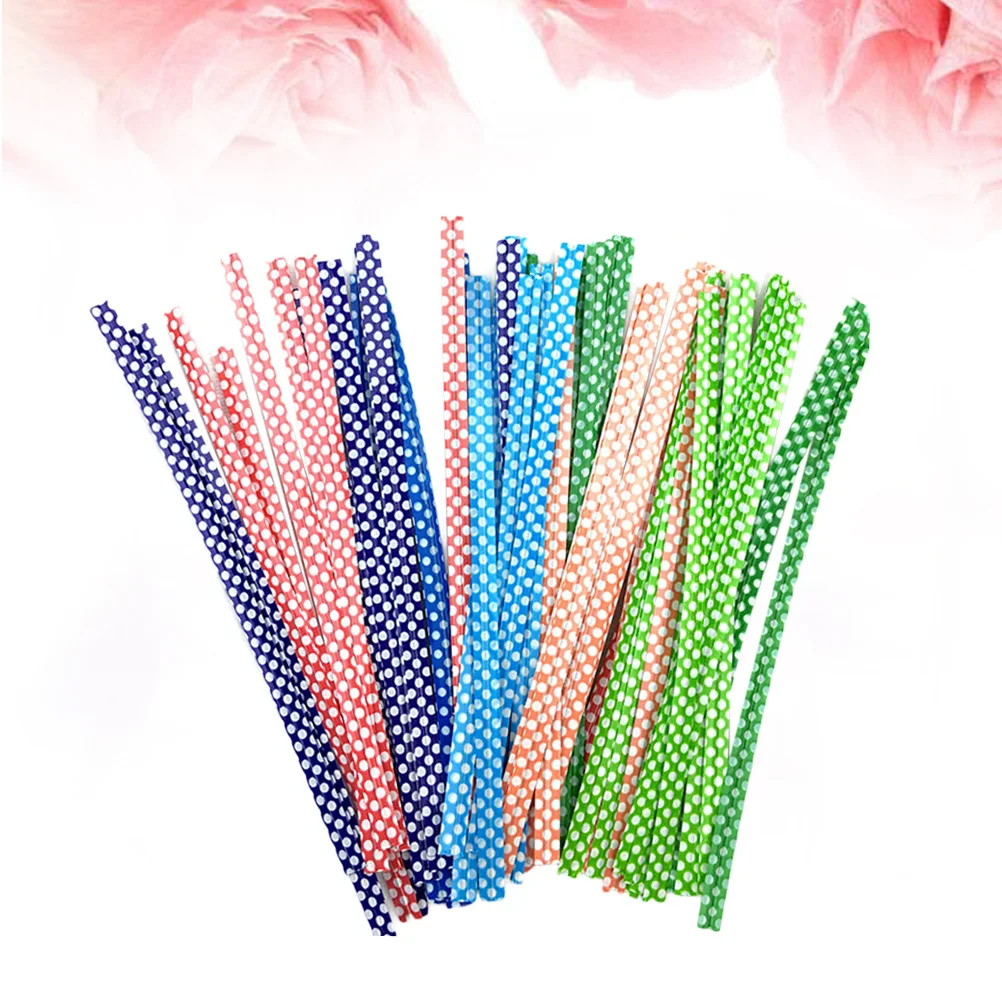 500PCS Metallic Dot Pattern Ties for Bag Package Party Candies Pastry Cupcake Bag (Random Color) ties for bags