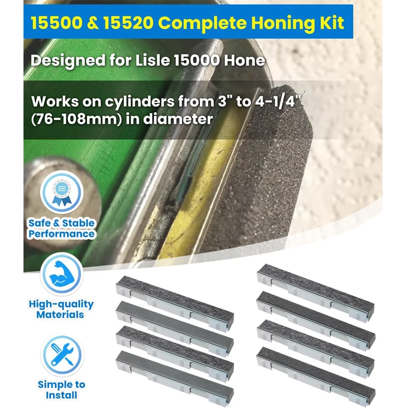 Honing Kit 15500 or 15520 for Lisle 15000 Cylinder Hone & Glaze Removal & Final Finish, (80-Grit or 280-Grit) Stone & Wiper Sets