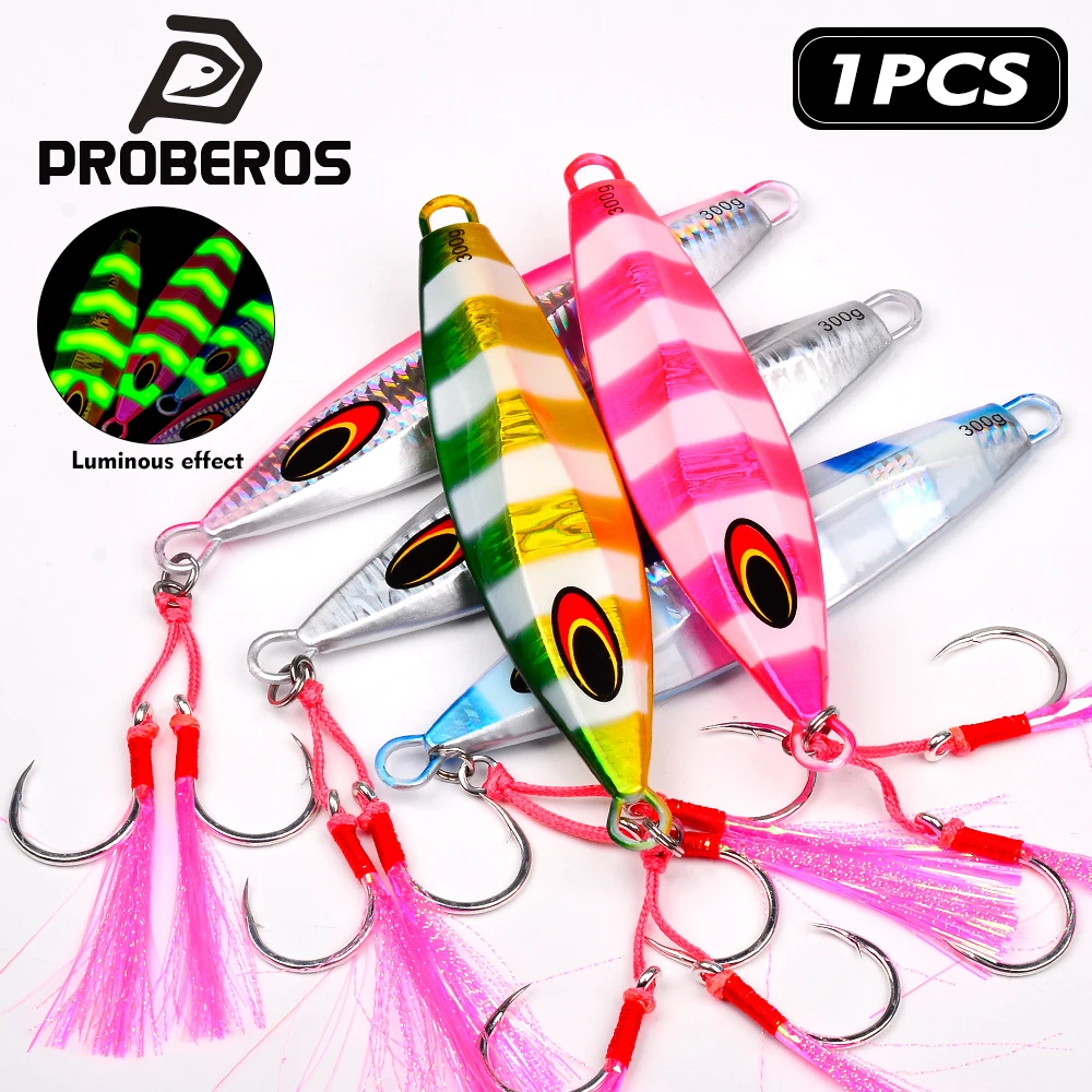

Proberos Glowing Metal Jig Fishing Lure 1pc Bionic Sea Bait With Realistic Action Durable Slow Pitch Jig For Nighttime Catches