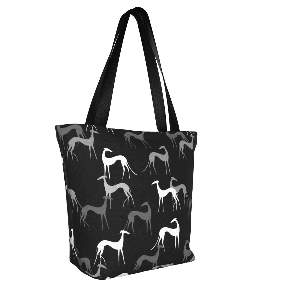 Aangepaste schattige schattige windhonden winkelen draagtas herbruikbare windhond Whippet hond kruidenier canvas shopper schoudertas