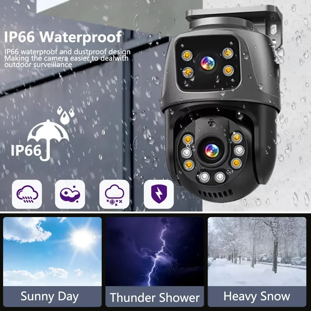 ICSee 8MP Dual Lens Dual Screen POE IP Camera Smart Home 360° PTZ Wired Network Video Surveillance Camera Human Detection CCTV