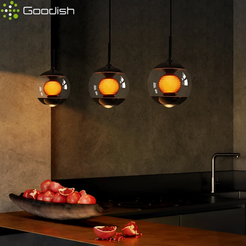 Minimalist Luxury Nordic Glass ball suspension bottle LED Pendant Lights Crystal Lamps for Restaurant Home Decoration Chandelier
