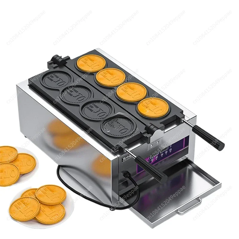 Commercial or Household 4pcs Korean Currency Maker Stainless Steel Electric 220V 110V Gold Coin Waffle Cake Machine