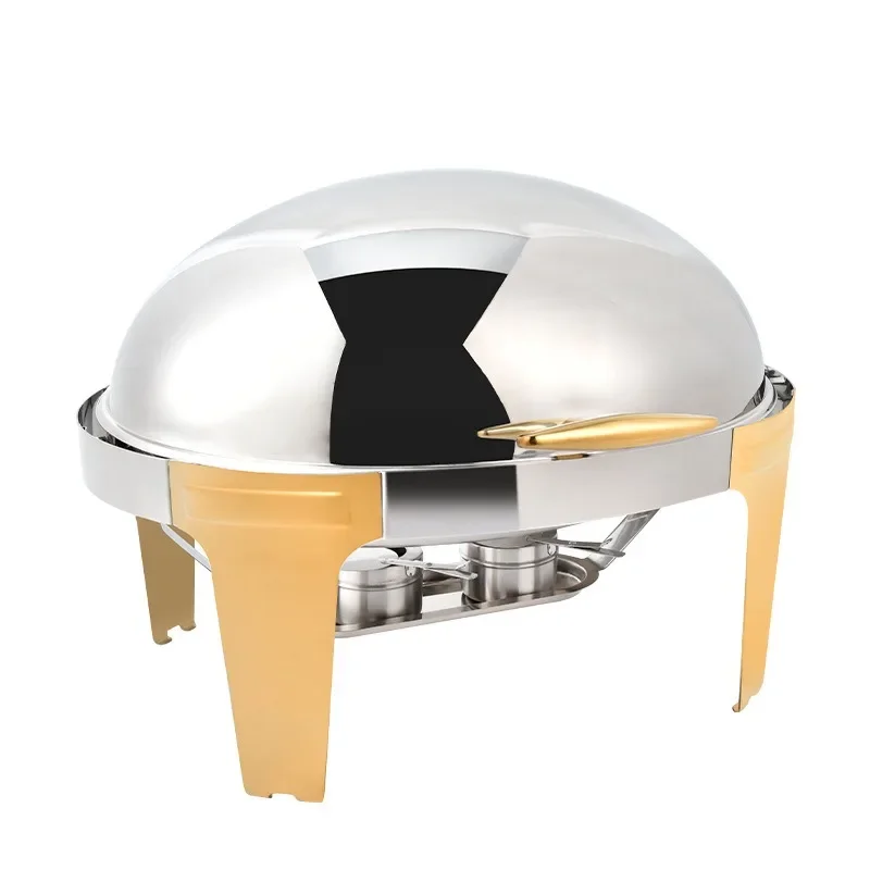 

Hotel Buffet Furnace Oval Gold Stainless Steel 9L Full Flip Alcohol Heating Restaurant Furnace Insulation Furnace