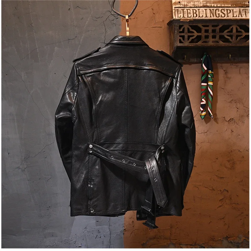 Lny! Großhandel. hohe Qualität. schwarze klassische m65 gegerbte Ziegenleder jacke. Männer coole Echt leder mantel. 1mm dicke Leder kleidung