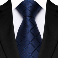 New Silk Plaid Tie Dark Blue Black Wine Red Men's Office Business Wedding Formal High-Grade Tie Gift Gravata