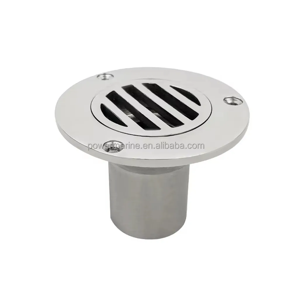 Marine Boat Deck Drain 38mm Mirror Polished 316 Stainless Steel Hardware Removable Cockpit Drain for Yacht