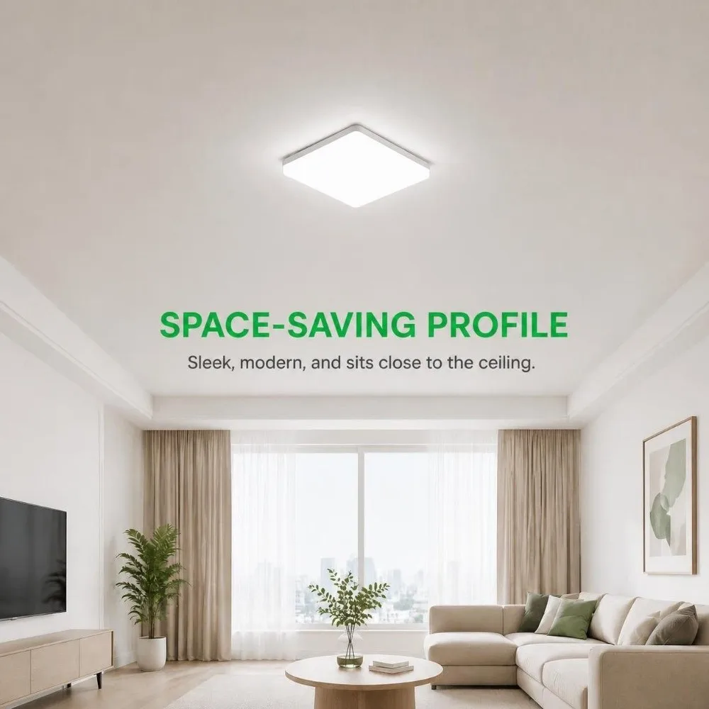 Modern 48W LED Ceiling Light Square AC85-265V Wide Voltage Ceiling Lamp White Slim LED Ceiling Light Fixture Bedroom