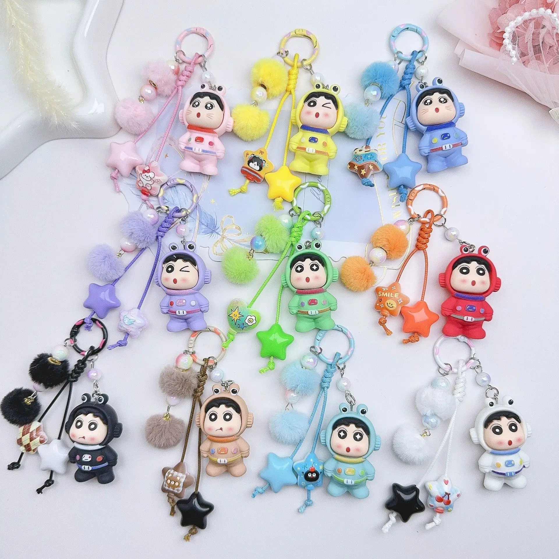 

Creative Crayon Shin-chan Keychain Flocking Keyring Backpack Hanging Pendant Phone Charms Birthday Holiday Gift