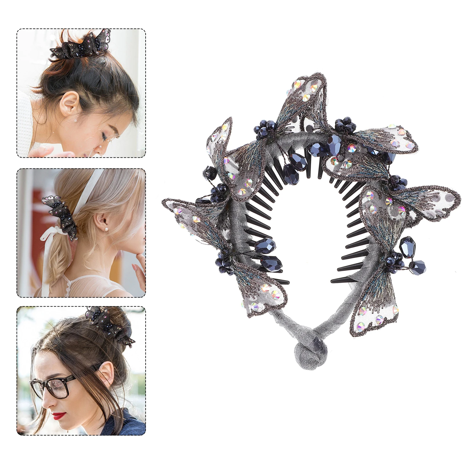 

Handmade Crystal Rhinestone Hairpin Large Butterfly Shaped Hair Accessories Wedding Party Prom Daily Wear Decorative for Women