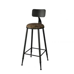 Silla de Bar de estilo americano, taburete alto de madera maciza con respaldo, estilo Retro, moderno y minimalista, de hierro forjado