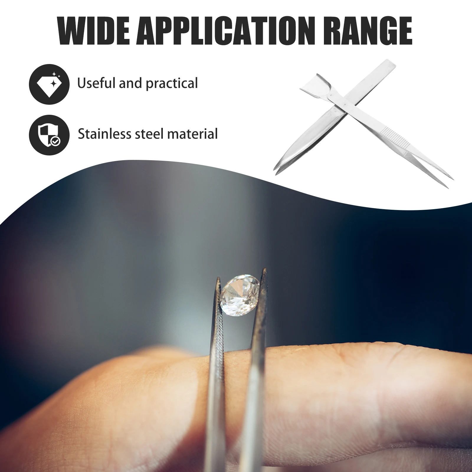 

2pcs Stainless Steel Tweezers Ergonomic Anti-Slip Jewelry Craft Tool Precision Nipper For Stamp Coin Making Long Metal Tongs