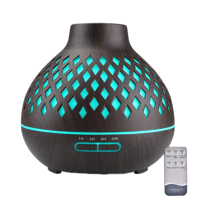 Diffuser Aroma minyak esensial 400Ml, penyebar Aroma serat kayu dengan pengatur waktu dingin untuk rumah kamar tidur bayi