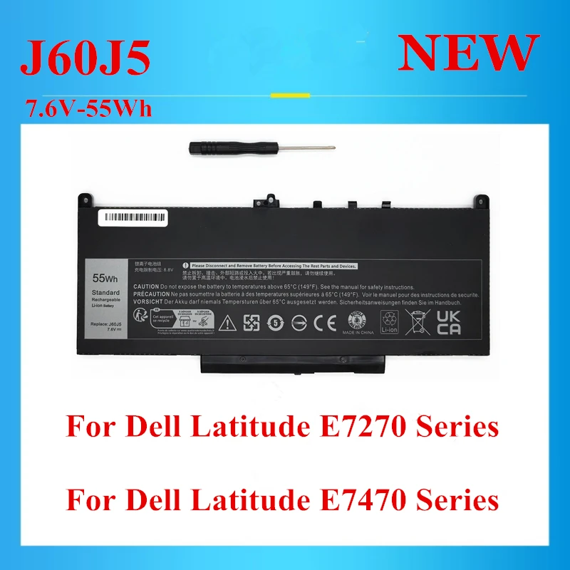 

New J60J5 R1V85 451-BBSX MC34Y 242WD 0MC34Y GG4FM R97YT IW2Y2 battery For Dell Latitude E7270 E7470 7.6V-55Wh