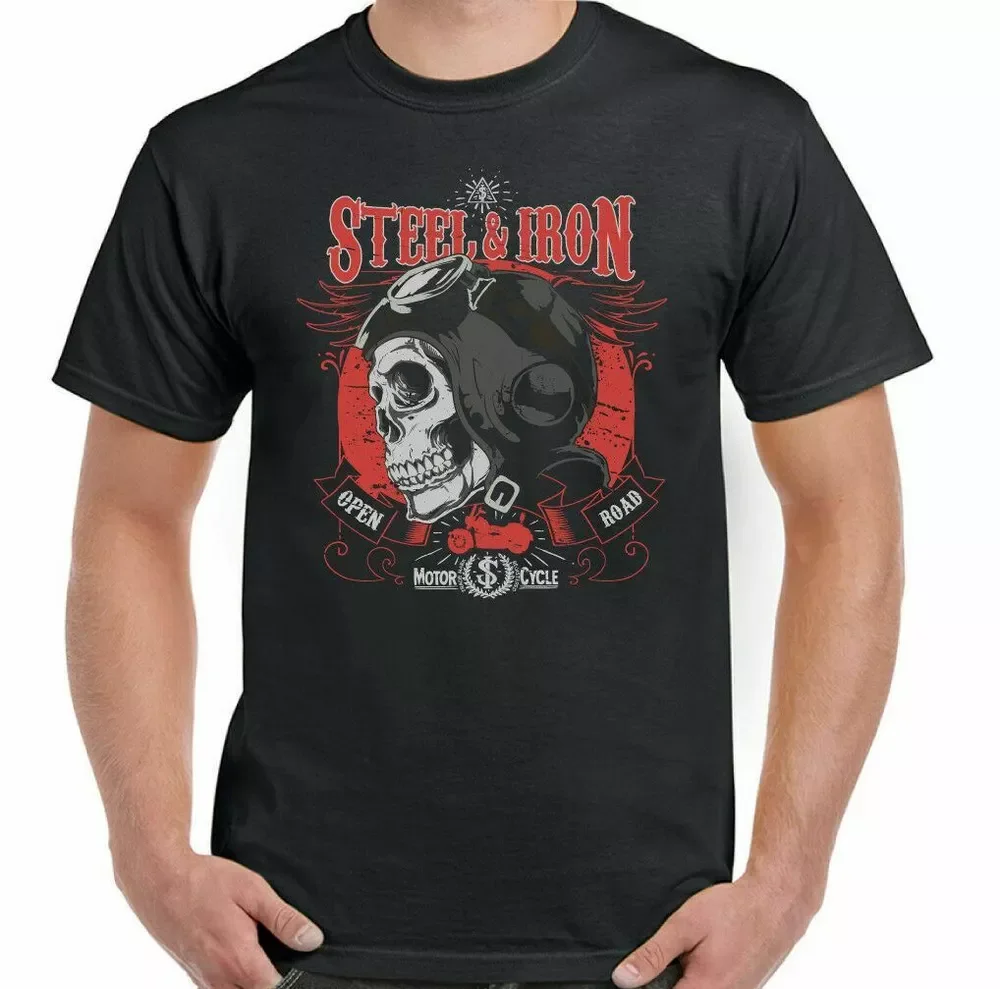 Biker totenkopf motorrad stahl & eisen offen straße herren motorrad tees y2k tops unisex sommer kurzarm