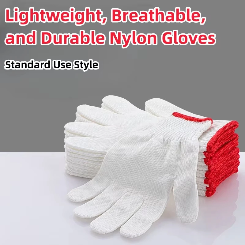 12pairs Lampshade Cotton Non-slip And Wear-resistant Construction Site Work Gloves Encrypted White Labor Protection Gloves