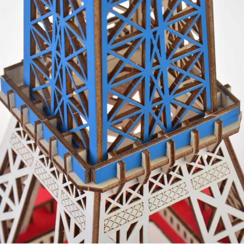 Puzzle in legno colorato Torre Eiffel Durevole ornamento da scrivania 3D Puzzle educativi in legno Regali fai da te per bambini per il compleanno di Natale