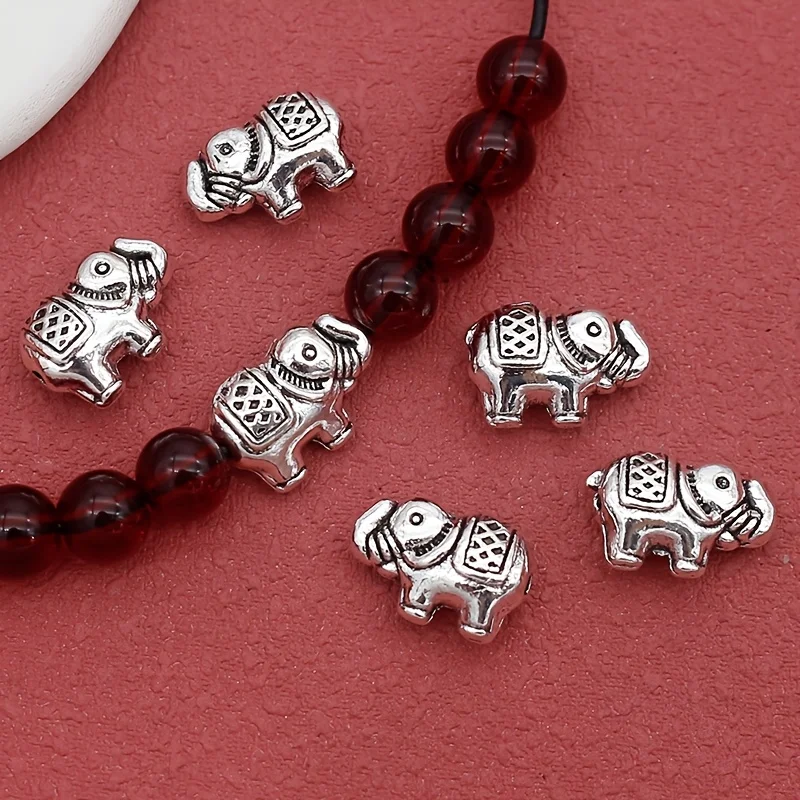 20 Vintage Silver Elephant Pendants, Small Hole Beads, Bead Beads, Scattered Beads, Interval Beads, Decorative Beads, Handicraft