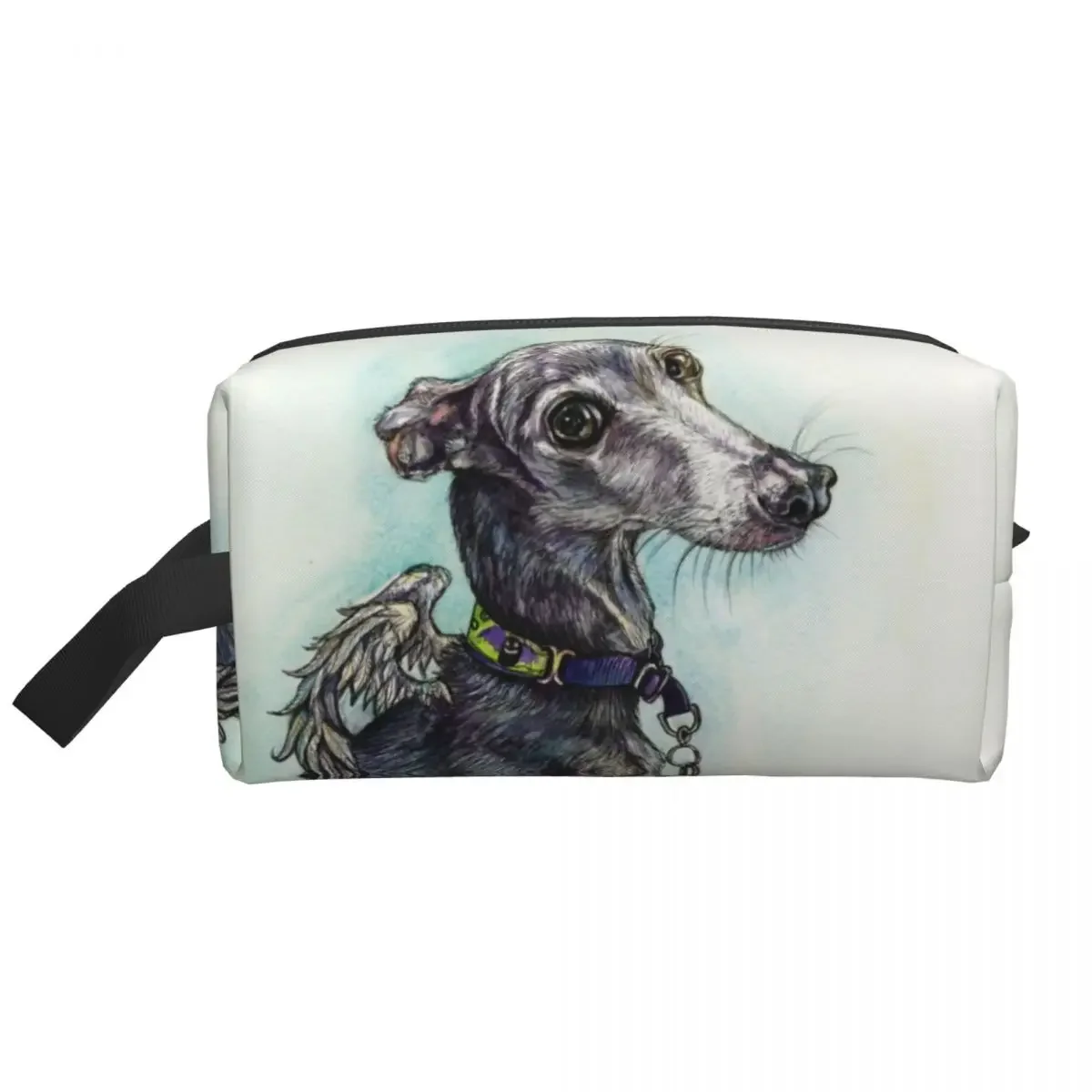 Custom Greyhound Dog Shadow Toiletry Bag Women Sighthound Whippet Makeup Cosmetic Organizer Ladies Beauty Storage Dopp Kit Case