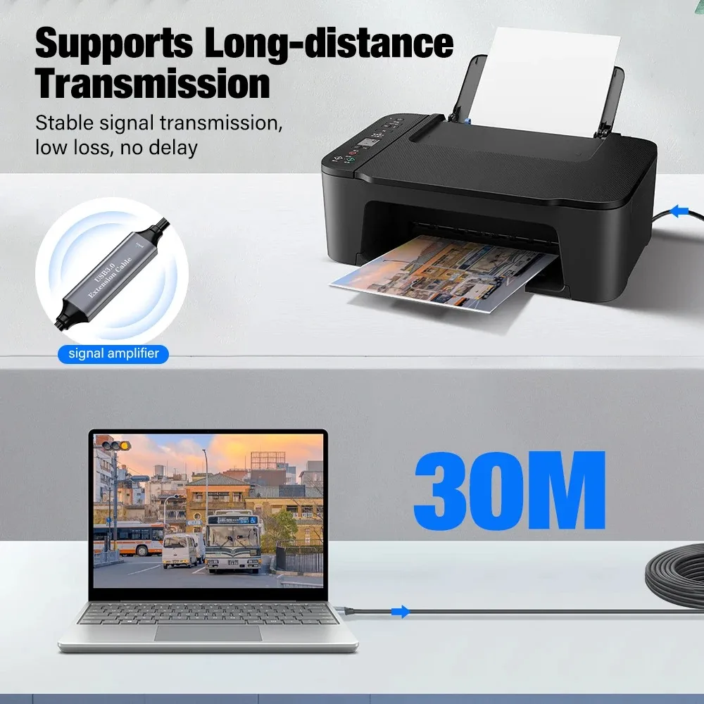 USB 3.0 Active Extension Cable Male to Female with Signal Boost Chipset 5Gbps High Speed Extender Cord for PC Webcam Hub Printer
