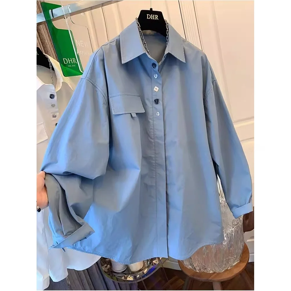 Extra grande 300 Pou azul Casual largo Sve hombres irt otoño cubierta diseño antiguo moda poliéster suelta ajuste Faionable