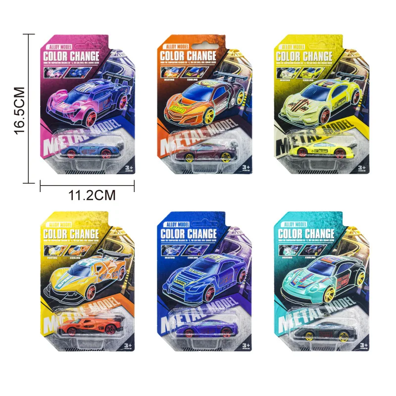 Voiture de course coulissante en alliage 1:64, changement de couleur, cadeaux pour enfants, détection de décoloration de température, modèle de voiture de course à inertie pour garçons
