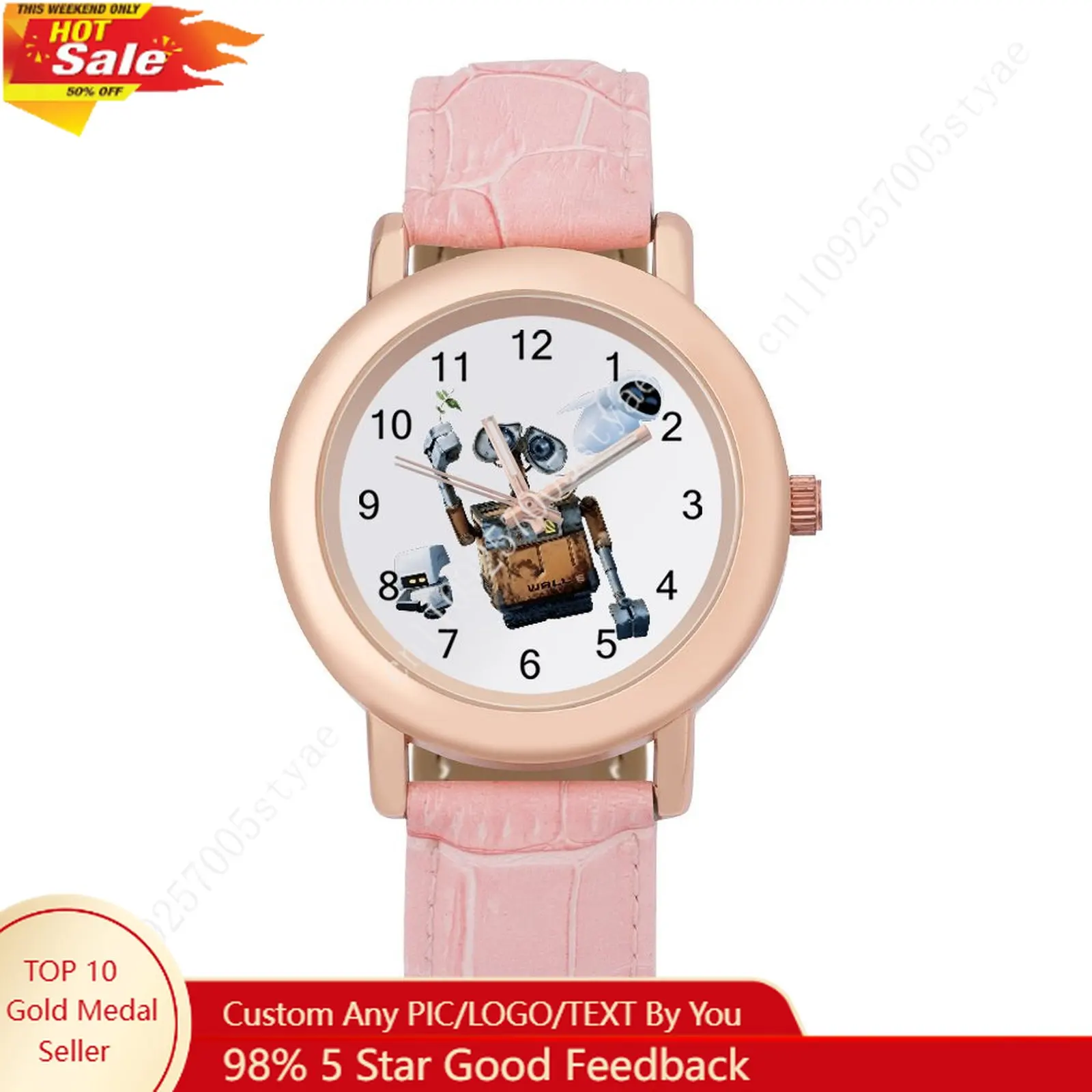 

WALL-E Women Leather Strap Watch Disney Cartoon Custom Watch Personalized Your Own Design Holiday Birthday Gift Cosplay