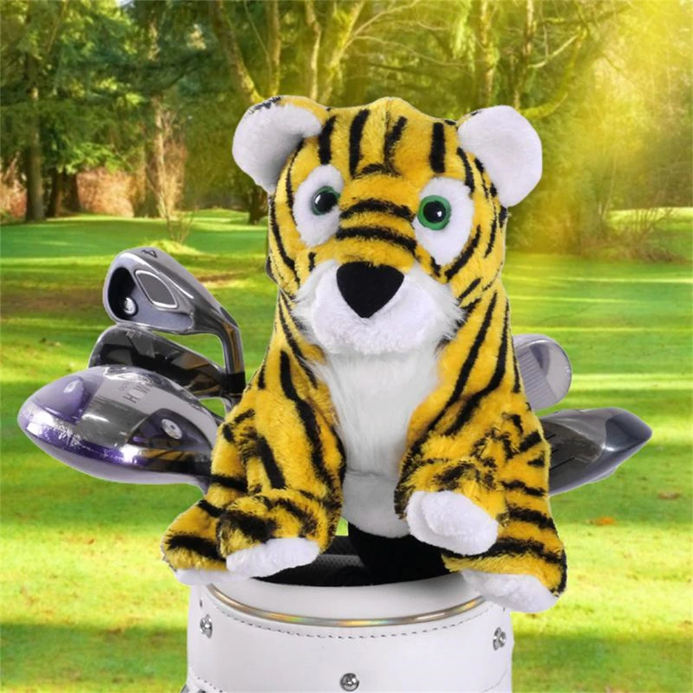 Golf Wood Club Head Cover, Cartoon Animal, Tiger Shape, Plush Material, Easy to Disassemble, Suitable for No.1 Driver Wood