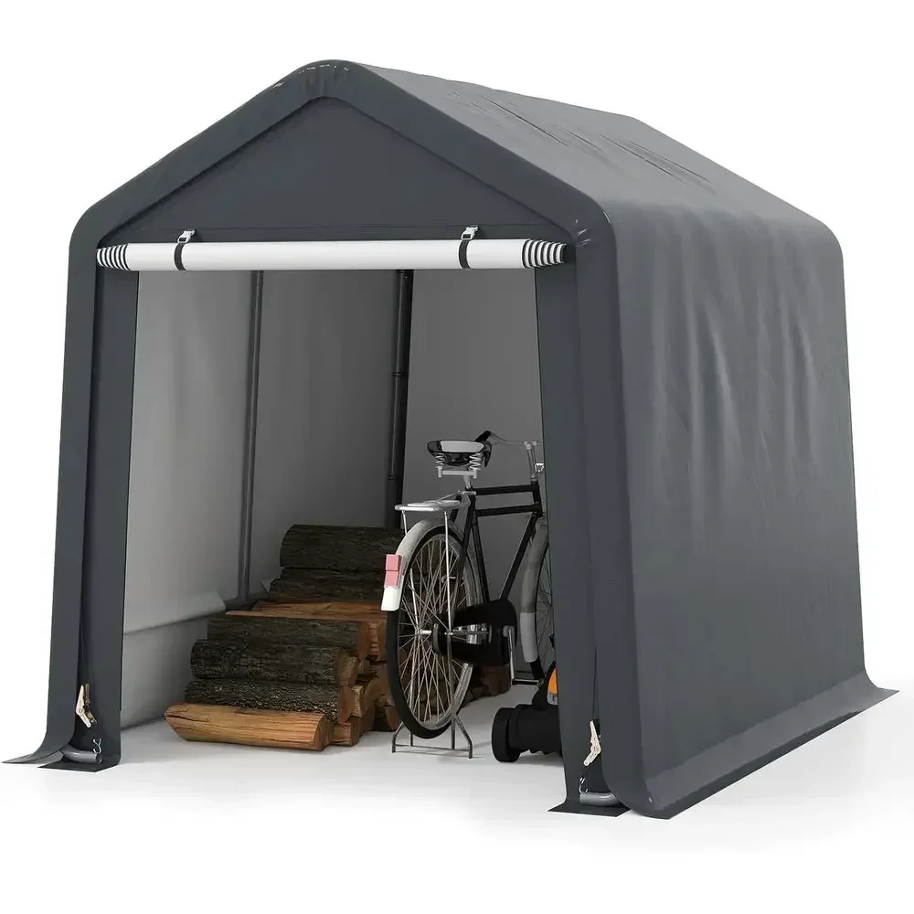 Portable 8x6.5ft Outdoor Storage Shed with Waterproof Cover and Roll-up Door