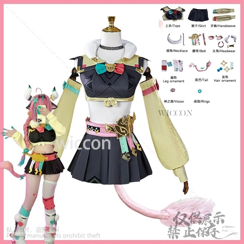 Disfraz de Varesa para Cosplay, uniforme, tocado peludo, lencería, vestido Jirai Kei Lolita, juego GENSHIN IMPACT, peluca para niña y mujer personalizada