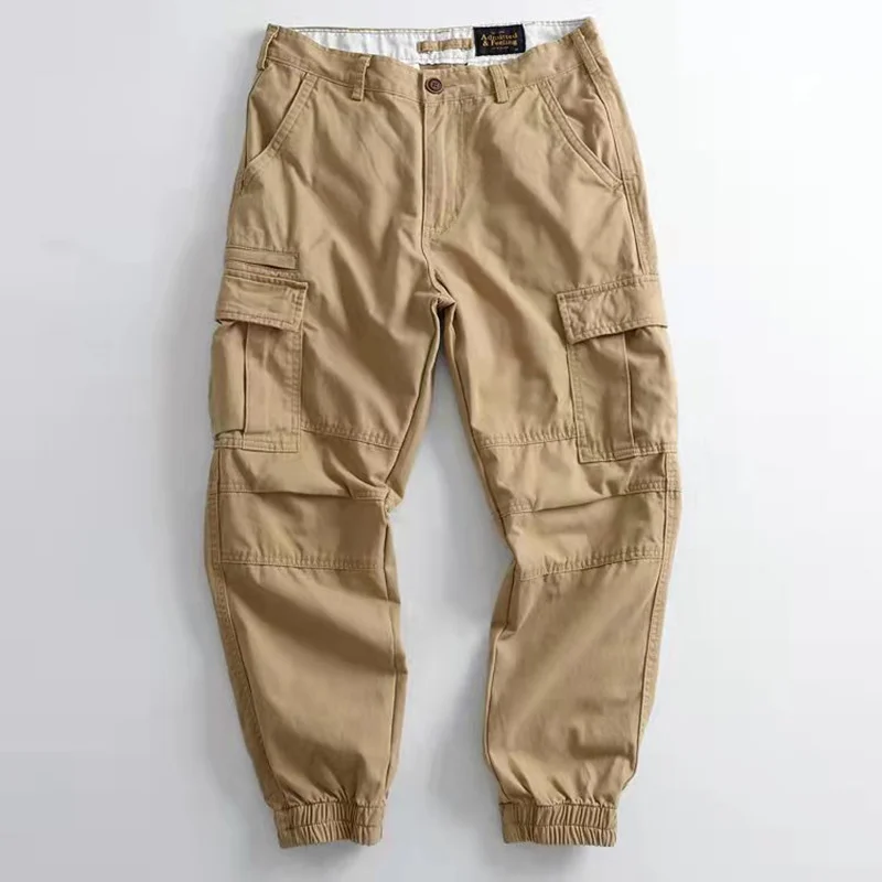 Pantalones para correr al aire libre con múltiples bolsillos de estilo Retro para hombre, pantalones Cargo de camuflaje táctico, pantalones casuales sueltos de otoño