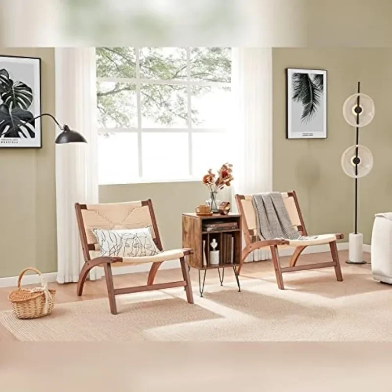 Geflochtene Jute gewebte Webart Sitz beige moderne Boho Wohnzimmer, Schlafzimmer Lesung Mitte des Jahrhunderts Akzent, Set von 1, Papier