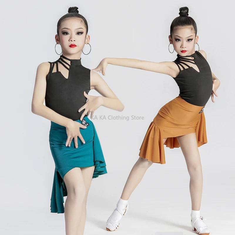 Vestido de baile latino de Tango Rumba Samba para niñas, ropa de baile latino, vestidos de salón de competición de entrenamiento, disfraz de rendimiento para niños